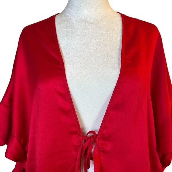 Victoria's Secret Red Valentine Love ROBE One Size Ties Heart Lingere - Picture 6 of 10